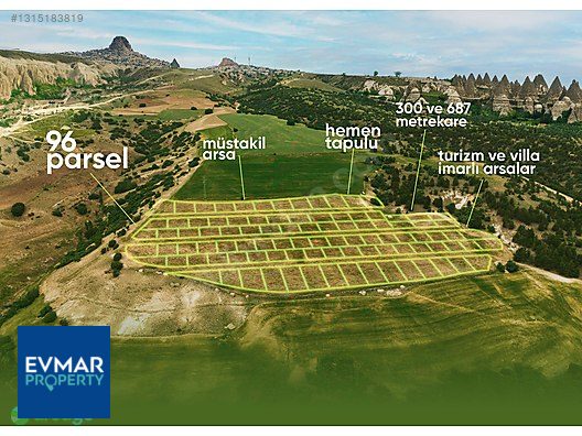 Nevşehir Avanos Özkonak’ta 540 m² Turizm İmarlı Müstakil Tapulu Arsa